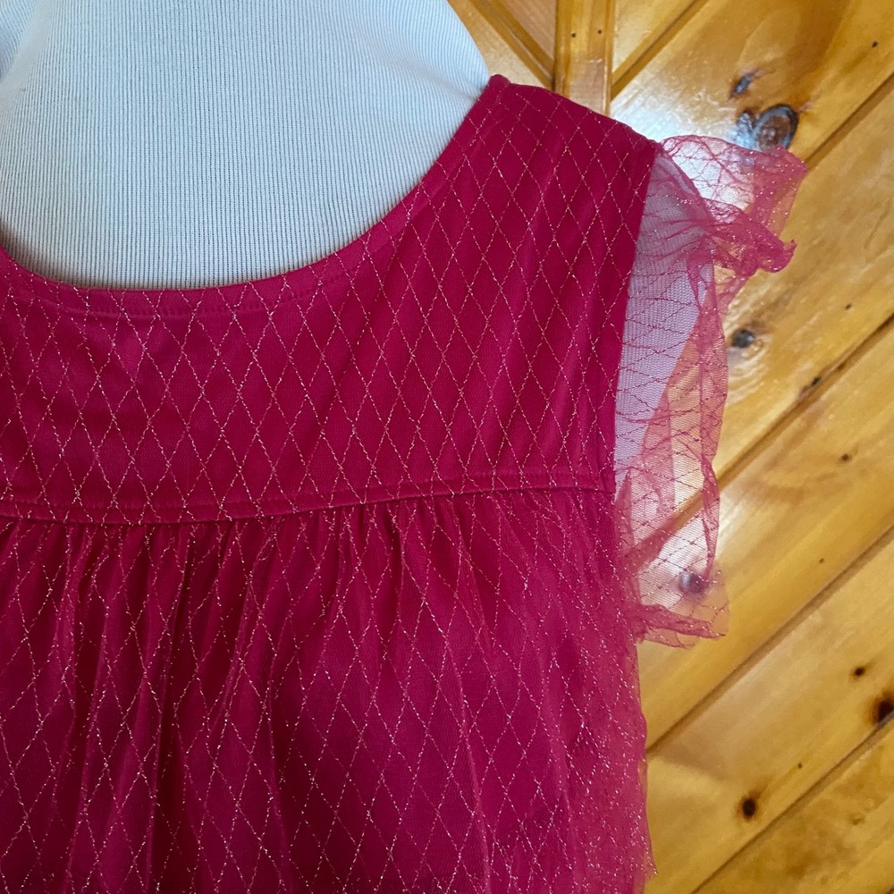 LC Lauren Conrad NWT Pink Tiered Metallic Diamond Mesh Party Top Women's M Glam